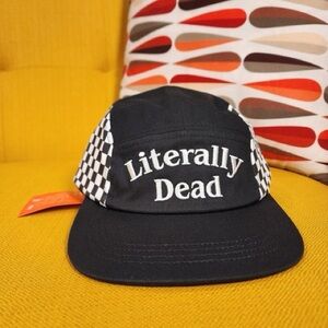 CAKEWORTHY Literally Dead Black and White Checkered Cap NEW NWT hat horror goth